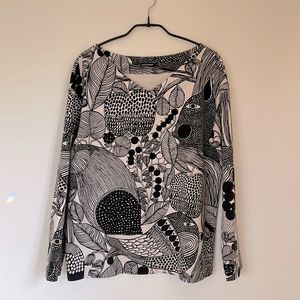 Black and white Marimekko long sleeve top